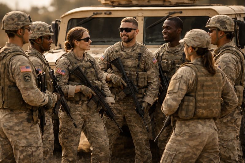 service members standing
